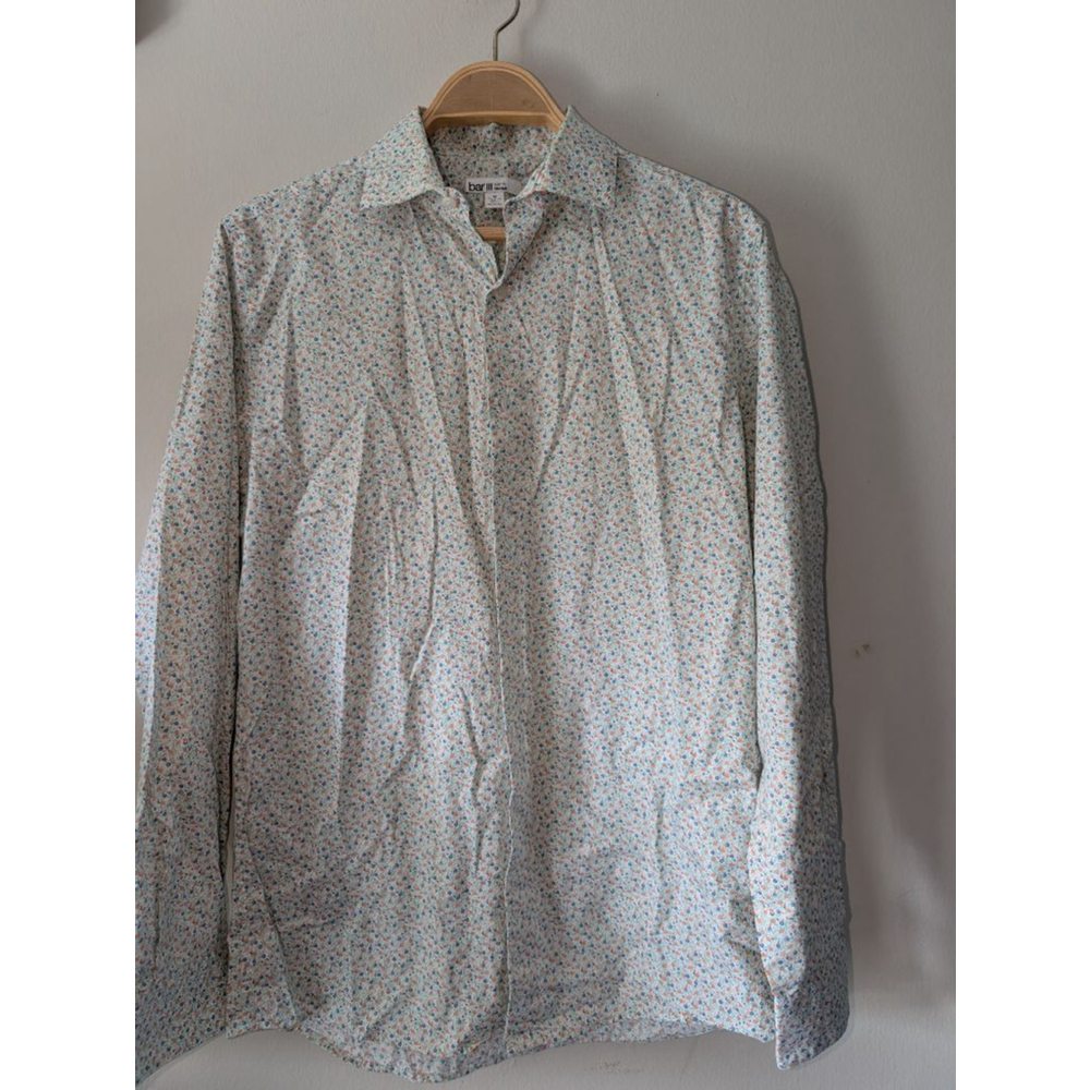 Men's bar III White Floral Slim Fit Casual Button Down Shirt M